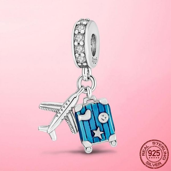 Llavero Colgante Plata De Ley 925 Llavero Plata 925 Cuentas Charm Originales Apto Para Pulsera De Mujer Accesorios DIY JoyeríA White-image