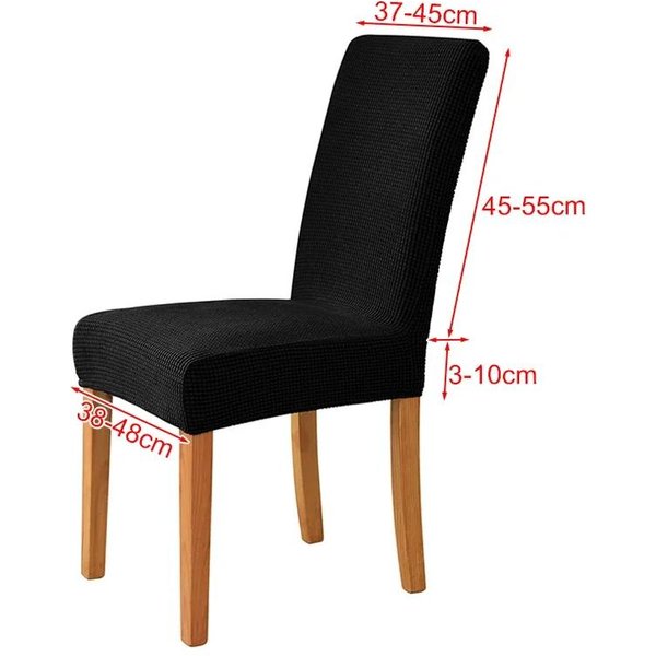 Pokrowiec Na KrzesłO Z Tkaniny żAkardowej Do Jadalni, Wesela, Hotelu, BankietóW, Domu, Zdejmowany, Zmywalny Pokrowiec Na KrzesłO, RozciąGliwy Spandex 1 Piece Chair Cover Black-image