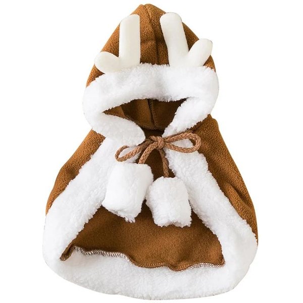 Divertido Disfraz De Navidad De Gato Papá Noel Cosplay Mascota Capa NavideñA Ropa De Disfraz CáLida Bufanda Roja Capa Con Sombrero Accesorios Para Mascota L Below 7.5Kg MarróN-image