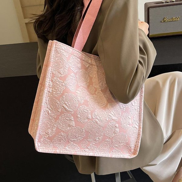 Bolso Tote De Gran Capacidad Para Mujer En Verano Bolso Tote Para Viajes Diarios Para Mujer Ins Estudiantes Universitarios Clase Bolso De Hombro ÚNico Brown-image