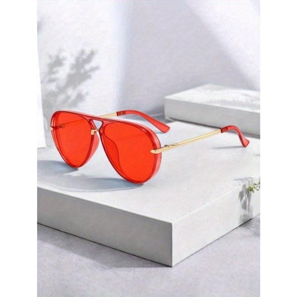 Feye 1Pc Gafas De Moda Minimalistas Retro Con Montura Grande Para Mujer, Adecuadas Para La Playa Y Viajes-image
