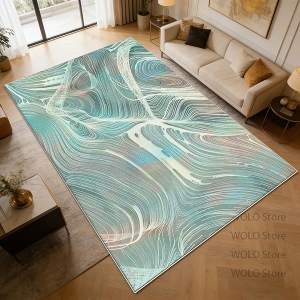 ZłOty Abstrakcyjny Dywan Jasny Luksus Dekoracja Salonu ŁAtwy Do Czyszczenia MięKki Dywan AntypośLizgowy Mata Pod Stoliki Kawowe Biuro 80X120Cm31X47In-image