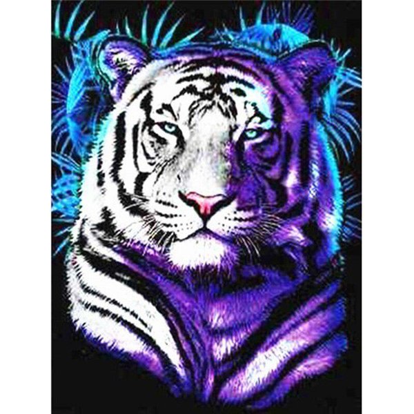Pintura De Diamantes Tigre Mosaico Animal Imagen De PedreríA Bordado De Diamantes Taladro Completo Redondo 20X30CM-image