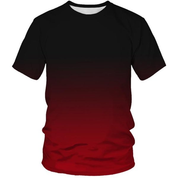 Letnia Nowa Koszulka Casual 3D Z Gradientem W Jednolitym Kolorze Z Nadrukiem Cyfrowym MęSka Koszulka Z KróTkim RęKawem 6XL-image