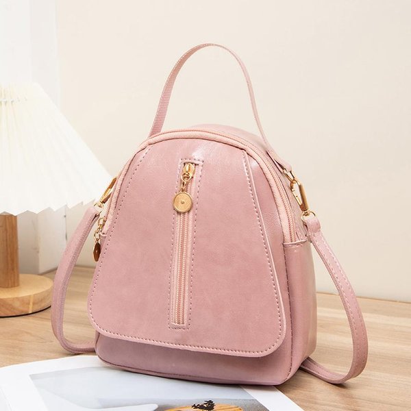 Modny Damski Mini Plecak MięKki SkóRa PU MałY Plecak Casualowy Outdoorowa Torba PodróżNa Dla Dziewczyn RóżOwy-image