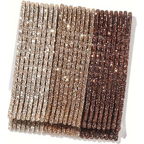 24 Szt. BłYszcząCe Brokatowe Wsuwki Do WłOsóW, Metalowe Spinki Do WłOsóW Dla Kobiet I DziewcząT, Eleganckie Akcesoria Boczne Do Stylizacji Grzywki Beige-image