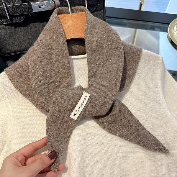 Bufanda Triangular BritáNica Coreana Nicho Bufanda Triangular De Lana PañUelo Para La Cabeza De Mujer Bufanda Tejida Bufanda Tejida CáLida Multifuncional Gray-image