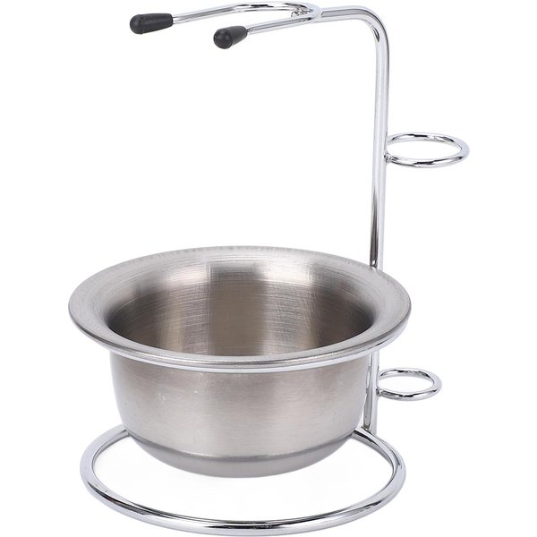 Zestaw Stojaka I Miseczki Do Golenia Metalowy Uchwyt Na PęDzel Do Golenia Stojak/Miseczka Na MydłO Do Golenia Ze Stali Nierdzewnej Gray-image
