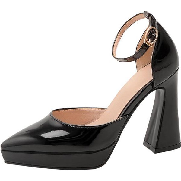 Sandalias De TacóN Para Mujer De Charol, Tacones Muy Altos, Zapatos D'orsay, Zapatos De Fiesta Para Mujer 41 Negro-image