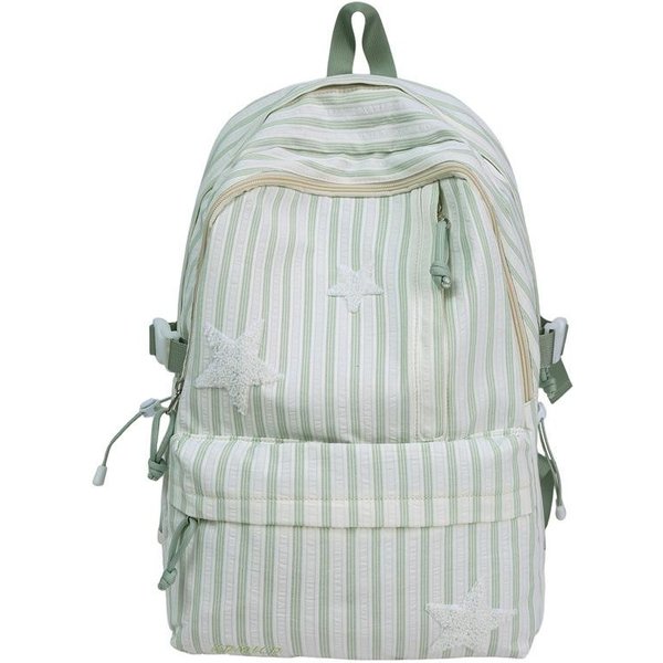 Mochila Escolar Mochila Escolar Estudiante Escuela Secundaria Chicas Rayas Azules Ins ReduccióN De Carga Alto Valor Gran Capacidad Mochilas Para Chicas De Secundaria Verde-image