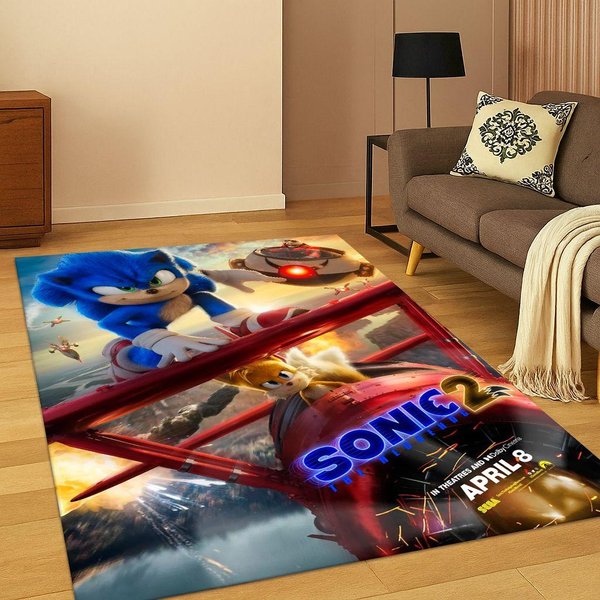 Klasyczny Dywanik S-Sonic Game KreskóWkowy Jeż Do Sypialni Salonu Kanapy Wystroju Domu, Dywanik Dla Dzieci Mata PodłOgowa AntypośLizgowa Prezent 200X160Cm-image