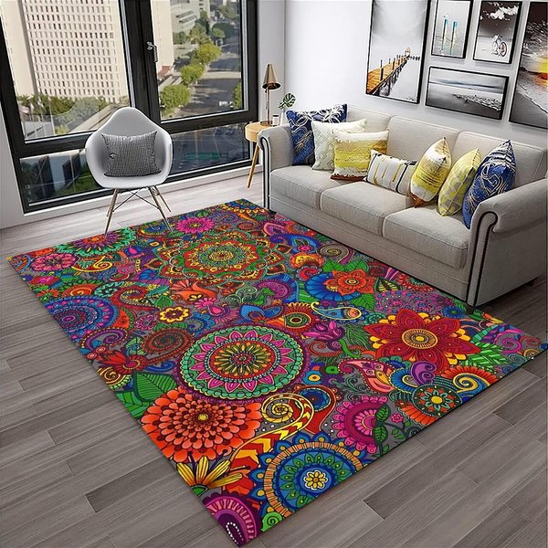 Geometryczny Dywanik Rug Mandala 3D Bohemia Do Domu Salonu Sypialni Sofy Kuchni Mata WejśCiowa Dekoracja, Dywanik Do Pokoju Dziecka Mata PodłOgowa AntypośLizgowa 40X60Cm-image