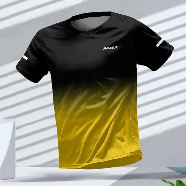 MęSki T-Shirt Sportowy Outdoorowy Koszulki Do Biegania WzóR Gradientowy Nadrukowany T-Shirt Wygodny SzybkoschnąCy KróTki RęKaw Unisex Top 3XL-image