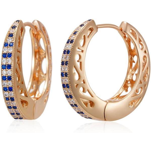 Pendientes De Aro Grandes De Color Oro Rosa Inusuales Para Mujer Brillantes Azules Zirconia Natural Accesorios JoyeríA Fina Vintage Diaria Beige-image
