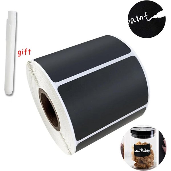 120 Piezas/Rollo De Etiquetas Para Frascos, Etiquetas Borrables Para Pizarra, Pegatinas Impermeables, Pegatinas Para Manualidades, Pegatinas Para Pizarra De Cocina, Etiquetas Para Botellas, Pegatinas Para Marcar Black-image