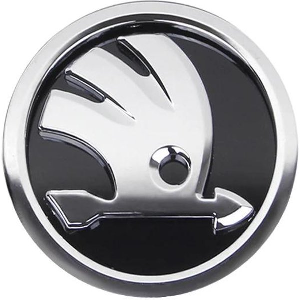 Grill Przedniej Maski Samochodu Emblemat Logo Na Tylną Klapę BłYszcząCa Naklejka Dla Skoda Octavia RS Fabia Kamiq Karoq Kodiaq Rapid Scala Superb 9CM Srebro-image
