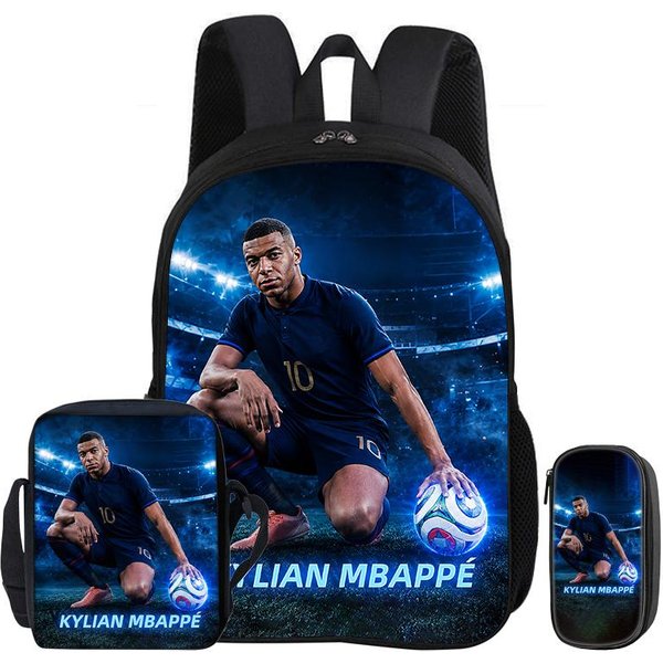 Zestaw 3 Szt. Plecak M-Mbappe Torba Na KsiążKi Gwiazda PiłKi NożNej Torba Na Ramię PióRniki Dziecko Mochila Sportowa Torba Szkolna Prezent Dla Dzieci Rucksack-image