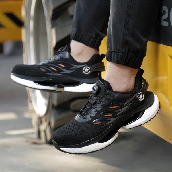 Nuevo Estilo Zapatos De Seguridad Con Puntera De Acero Para Hombre BotóN Giratorio Zapatillas De Trabajo AntipuncióN Zapatos Indestructibles Botas De Trabajo Zapatos Protectores 39 Gray-image
