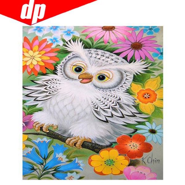Animal BúHo PerforacióN Redonda Completa Bordado De Diamantes 5D DIY Pintura De Diamantes Punto De Cruz Imagen 20X30-image