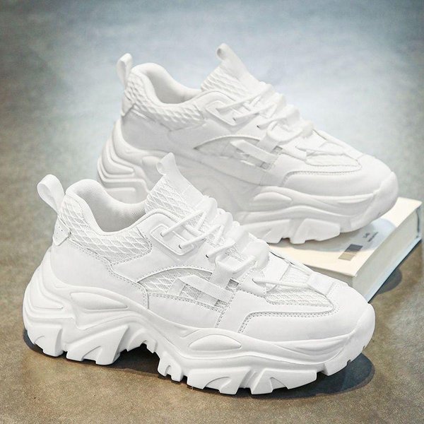 Zapatos De Primavera Para Hombre Nuevos Zapatos De Malla Transpirable Zapatos Blancos VersáTiles De Moda Para Hombre Zapatos Deportivos De Suela Gruesa Zapatos Casuales De Papá 42-image