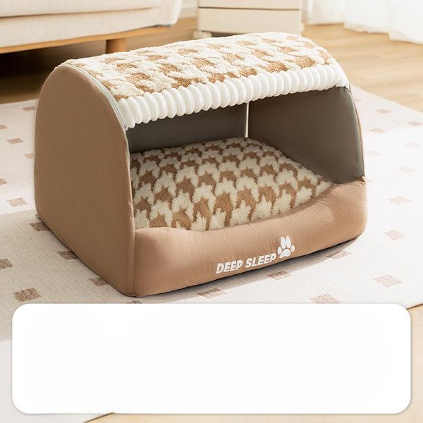 Nido Para Mascotas Con CajóN Cerrado, Nido Para Gatos Y Perros JóVenes, Cama Para Gatos De OtoñO E Invierno, Nido Para Perros CáLido Y Grueso, Suministros Para Dormir Para Gatos Lomi Brown-image