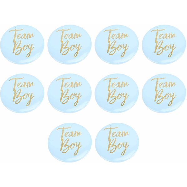 10Pcs Botones De RevelacióN De GéNero Hojalata Recuerdos De Fiesta De Baby Shower Suministros De DecoracióN Azul-image