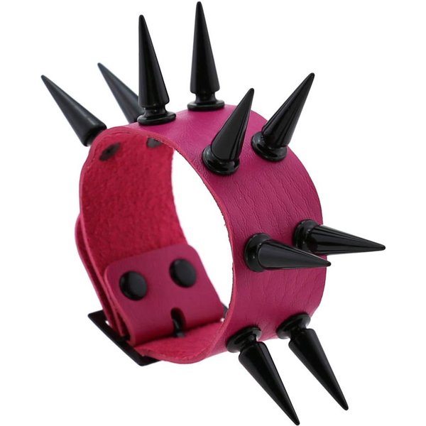 Pulsera De PúAs Emo Cuero Vegano Pulseras Punk Chica GóTica Chico Brazalete Tachonado Pulsera De Halloween Para Mujeres Hombres JoyeríA Black-image