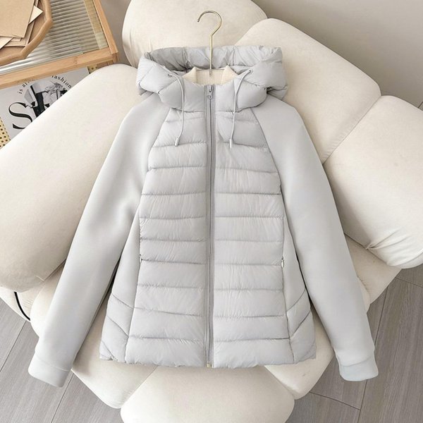 Abrigo Con Capucha De Manga Larga Para Mujer, Ajustado, Casual, Chaqueta Acolchada Ligera Para Usar En Invierno 2XL Gray-image