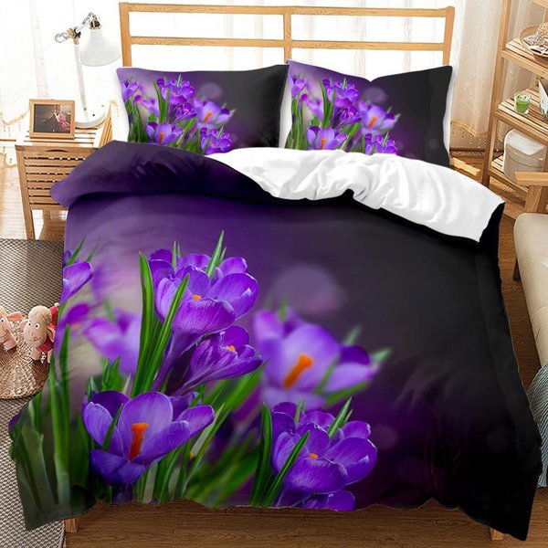 Plantas Flores Girasol Ropa De Cama Individual Doble Matrimonial King Size Ropa De Cama Invierno Juego De Funda NóRdica Ropa De Cama Verde Juego De Cama TamañO Queen EU Single(135X200Cm)-image
