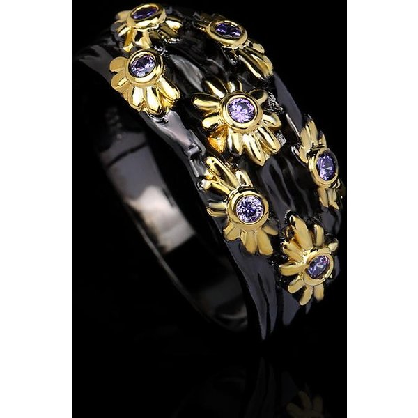 Anillo Para Mujer Creativo De Moda Tendencia Dos Tonos Chapado En Oro Color Pistola Ligero Alternativo No. 10-image