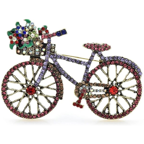 Wuli & Baby-Broches De Bicicleta Brillantes Para Mujer, Unisex, 2 Colores, Hermosas Flores, Broche De Bicicleta, Alfileres, Regalos-image