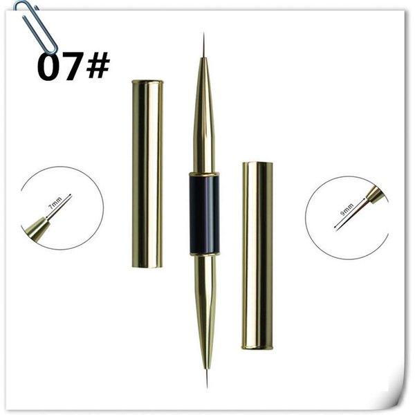 Doble Extremo Nail Art Rayas LíNeas Delineador DIY Pintura Cepillo LíQuido Polvo AcríLico UV GEL ExtensióN Constructor Pluma De Dibujo FrancéS 7#-image