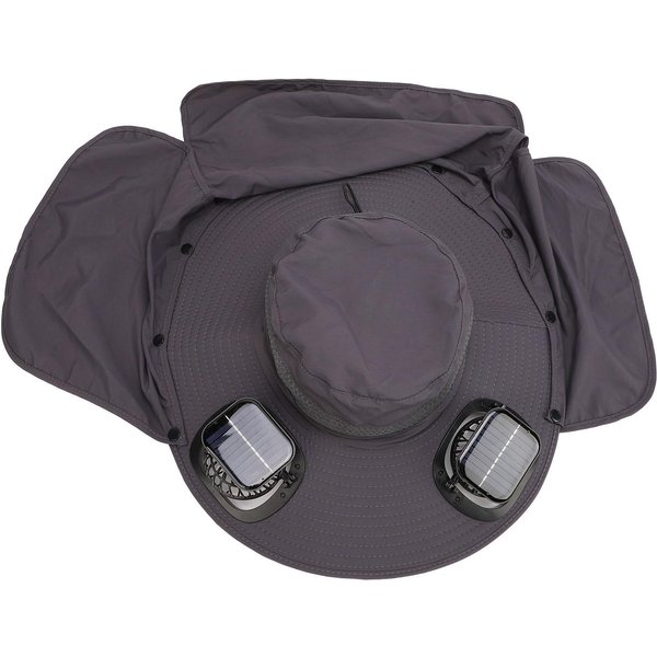 Sombrero De Sol Para Hombre Con Ventilador Recargable Alimentado Por EnergíA Solar UPF50 Ala Ancha Solapa Ajustable Sombrero Tipo Cubo Para Senderismo-image
