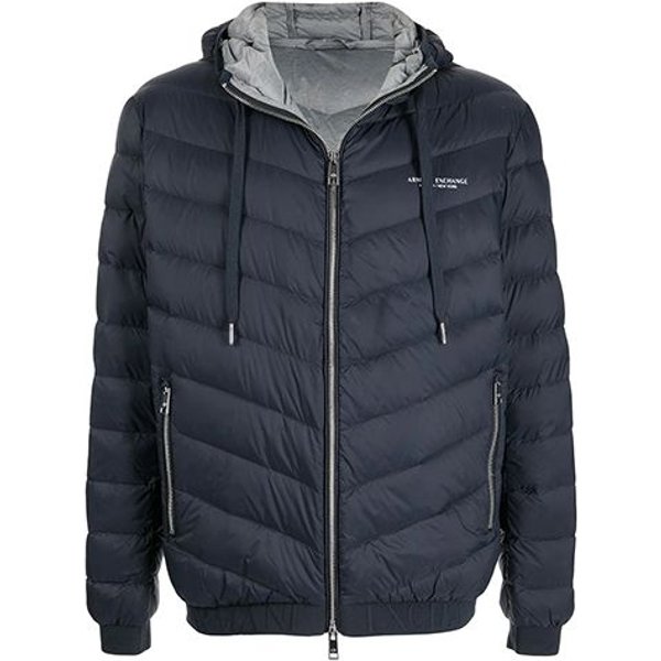 Chaqueta De AlgodóN Con Capucha De Color SóLido Con Letras Y Cremallera Armani Exchange Para Hombre Chaquetas Azul Marino 8NZB53-ZNW3Z-5578 L Black-image