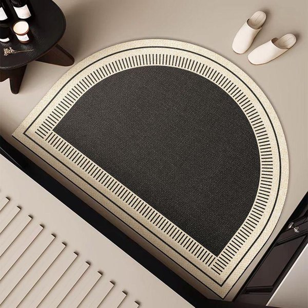Minimalistyczna PółOkrąGłA Mata ŁAzienkowa Na PodłOgę, ChłOnna SzybkoschnąCa AntypośLizgowa Dywanik Mata Pod Prysznic, WystróJ Domu 50X80Cm 20X31Inch-image