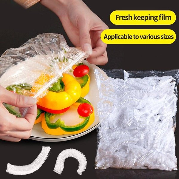 Kolorowa Jednorazowa OsłOna Na żYwność Saran Wrap OsłOna Jelita Food Grade śWieżO UtrzymująCa Się Plastikowa Torba Akcesoria Do LodóWki Kuchennej 1000Pcs BiałY-image