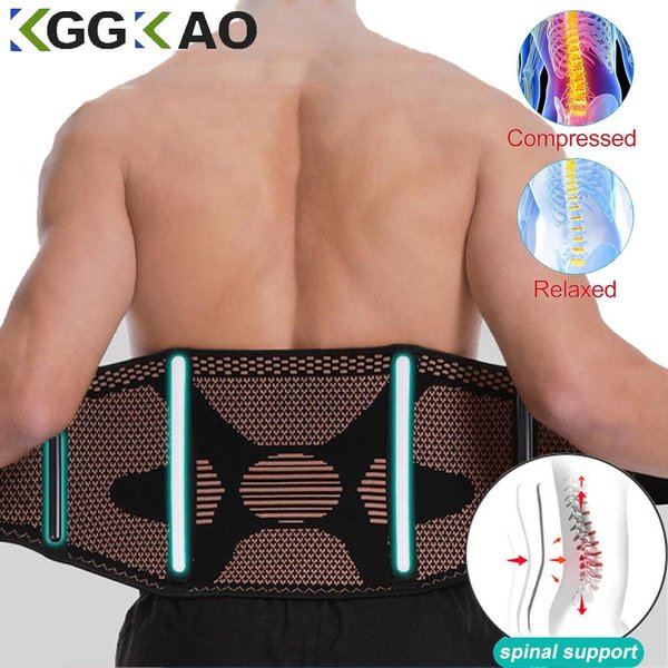 Faja Lumbar De Cobre Ajustable Para Alivio Del Dolor Lumbar CinturóN De Soporte Hombres Mujeres CiáTica Soporte Lumbar S Brown-image