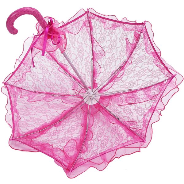 Koronkowy Parasol Parasol RęCznie Robiony ŚLubny Koronkowy Parasol ŚLubny Elegancki Dekoracyjny Koronkowy Parasol RóżA, Czerwony Kolor-image