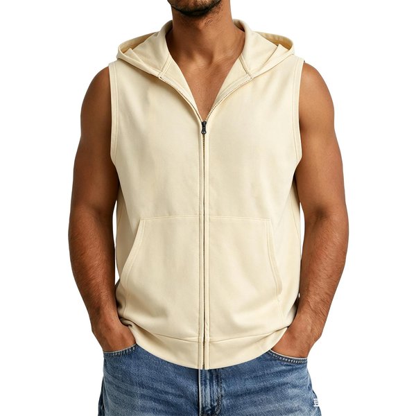 Chaleco Con Capucha Sin Mangas Y Cremallera Para Hombre, Camiseta Sin Mangas Informal Deportiva Con Capucha Xxxl-image