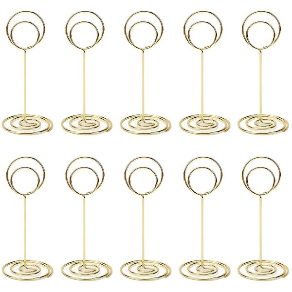 10 Soportes MetáLicos Para NúMeros De Mesa, Tarjeteros Y Fotos Para Bodas, Fiestas Y Banquetes.-image