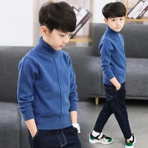 Sweter DziecięCy Z OkrąGłYm Dekoltem, Zimowy Sweter Dzianinowy, Zimowy Gruby, CiepłY Sweter Bazowy 120 Gray-image