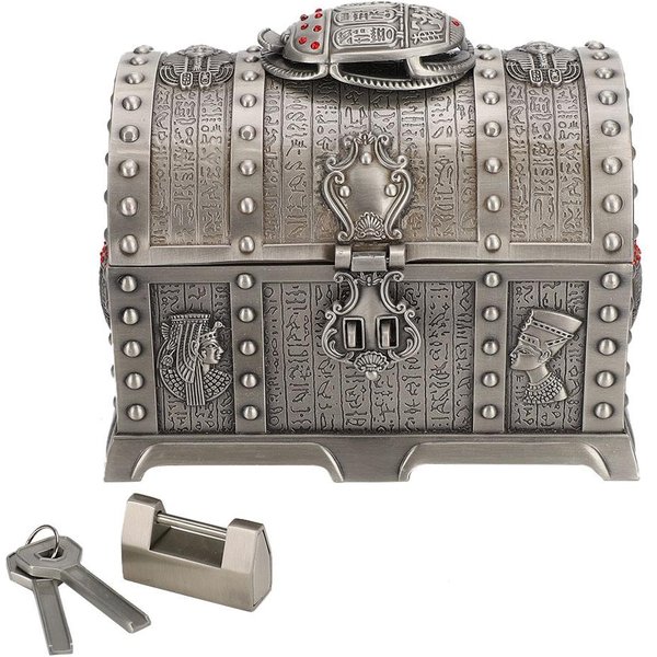 PudełKo Na BiżUterię W Stylu Vintage Delikatny Organizer Na PierśCionki I Naszyjniki Z Zamkiem Gray-image
