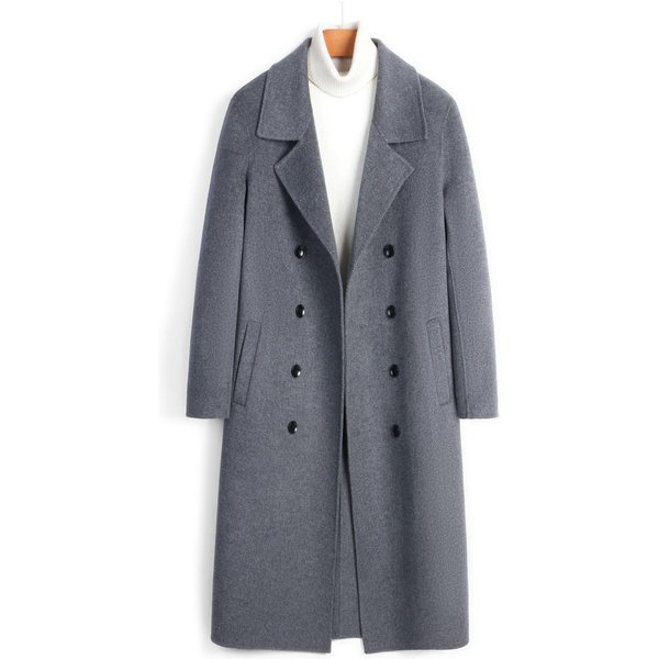 Abrigo De Lana De Doble Cara 100% Lana, Abrigo De Lana De Alta Gama, Abrigo De Lana Hasta La Rodilla Para Hombre 4XL Gray-image
