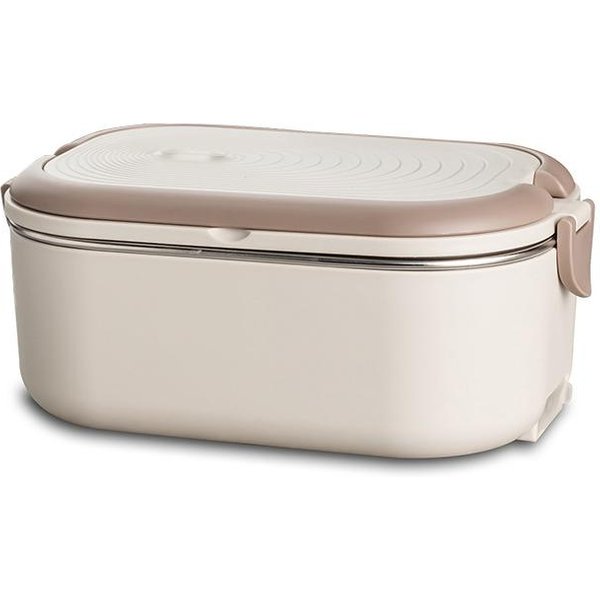220V 110V Wtyczka EU US PrzenośNy Elektryczny Lunchbox 1L Stal Nierdzewna Z PrzegróDkami Torba Zestaw Naczyń Biurowy Podgrzewacz Do Jedzenia CiepłO 1000Ml&Eu Plug 220V White-image