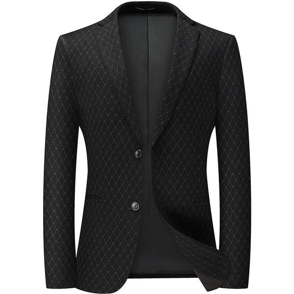 Traje Ajustado De OtoñO De Nailon Grueso EláStico Jacquard Sin Planchado Para Hombre, VersáTil E Informal Xxxxl-image