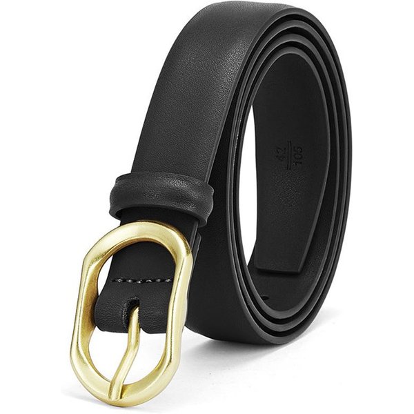 CinturóN Nuevo Traje De Cuero Veterinario Pantalones Hebilla Simple VersáTil Jeans CinturóN De Mujer Cinturones Decorativos De Piel De Vaca Mujeres 105Cm Black-image
