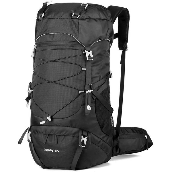50L Wodoodporny Plecak Turystyczny Travel Camping Plecak Alpinistyczny Outdoor Sport Daypack Bag Czarny-image