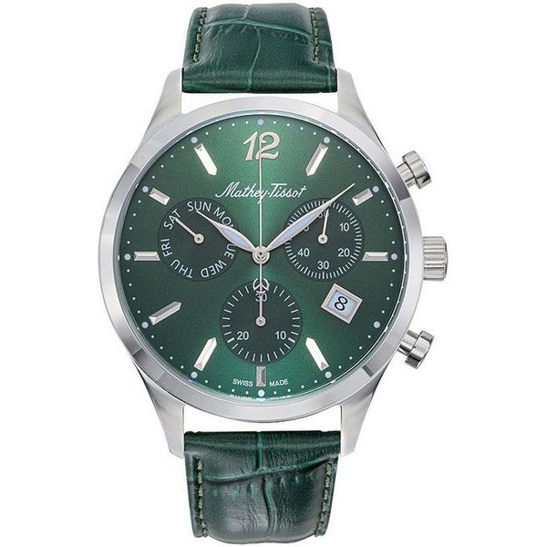Mathey-Tissot Reloj CronóGrafo Urbano De Cuarzo Con Correa De Piel Y Esfera Verde H411CHALV Para Hombre-image
