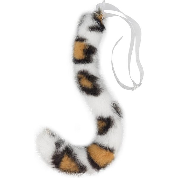 RęCznie Robiony Ogon Lamparta Ryś Z Sztucznego Futra Z Regulowanym Paskiem Puszysty Rekwizyt Cosplay Akcesoria Do Kostiumu Na Halloween Uroczy ZwierzęCy Ogon About 80Cm-image