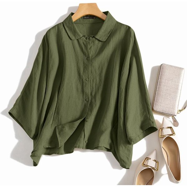 Zanzea Camisas De Blusa De Color SóLido De Manga Larga Sueltas Casuales Diarias Para Mujer 4XL Gray-image